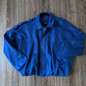 Cobalt Blue Bubble Hem Bomber Jacket